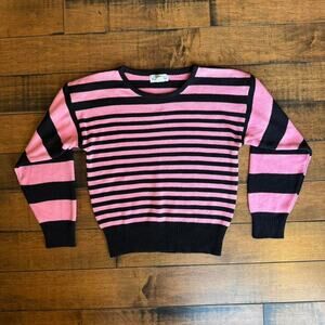 pink black striped y2k emo knit sweater